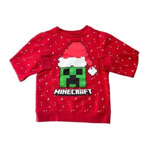 Minecraft Sweatshirt Crewneck Holiday Winter Christmas Boys Large Red Green